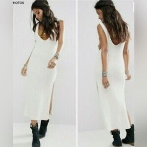 Free People BLACK Emmy Sweater Midi Cotton dress large in graphite